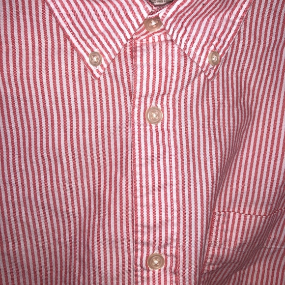 Gap Modern Oxford Button Down, Coral Pinstripe XL - Picture 3 of 9